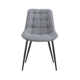 Modern Creamy White Fabric Dining Chair With Stylish Grid Pattern