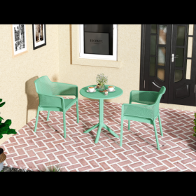 3 Piece Plastic Arm Chair Bistro GRS Premium Ocean Plastic, Green