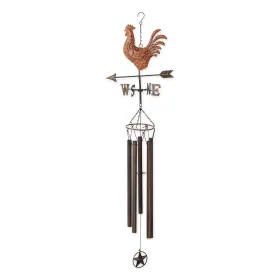 Copper Rooster Weathervane Wind Chime - Decorative Outdoor Garden Accent