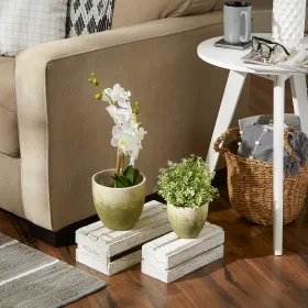 Set of 2 Rustic Weathered Cement Flower Pots - Perfect for Garden and Home Decor