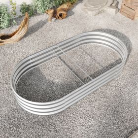 Raised Garden Bed Outdoor, Oval Large Metal Raised Planter Bed For For Plants, Vegetables, And Flowers - Black