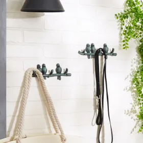 Decorative Bird Wall Hooks Set of 2 - Branch Design for Home Organization
