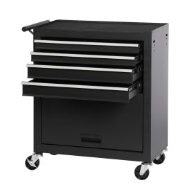 4-drawer Rolling Toolbox With 4-wheel Toolbox With Drawers (Color: Black)